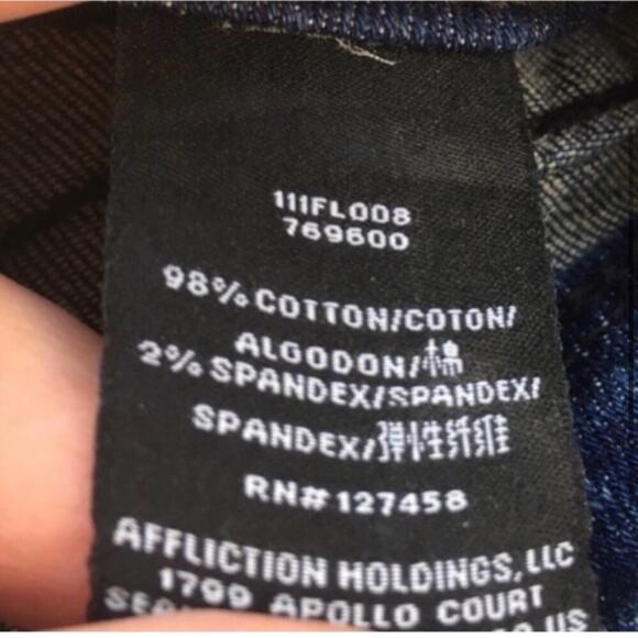 Affliction Ziggy Embellished Jeans Size 26 - Picture 6 of 6